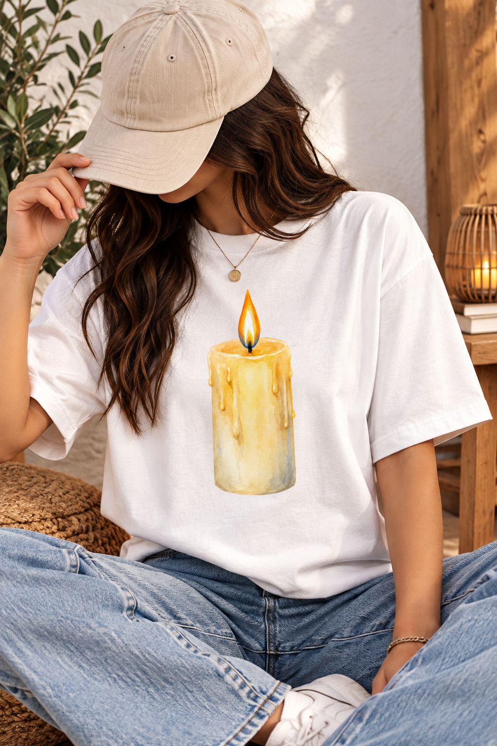 Light Within | Cozy Watercolor Candle Design – T-Shirt Design FREE