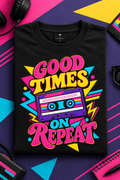 Good Times On Repeat – Retro 80s Cassette T-Shirt Design